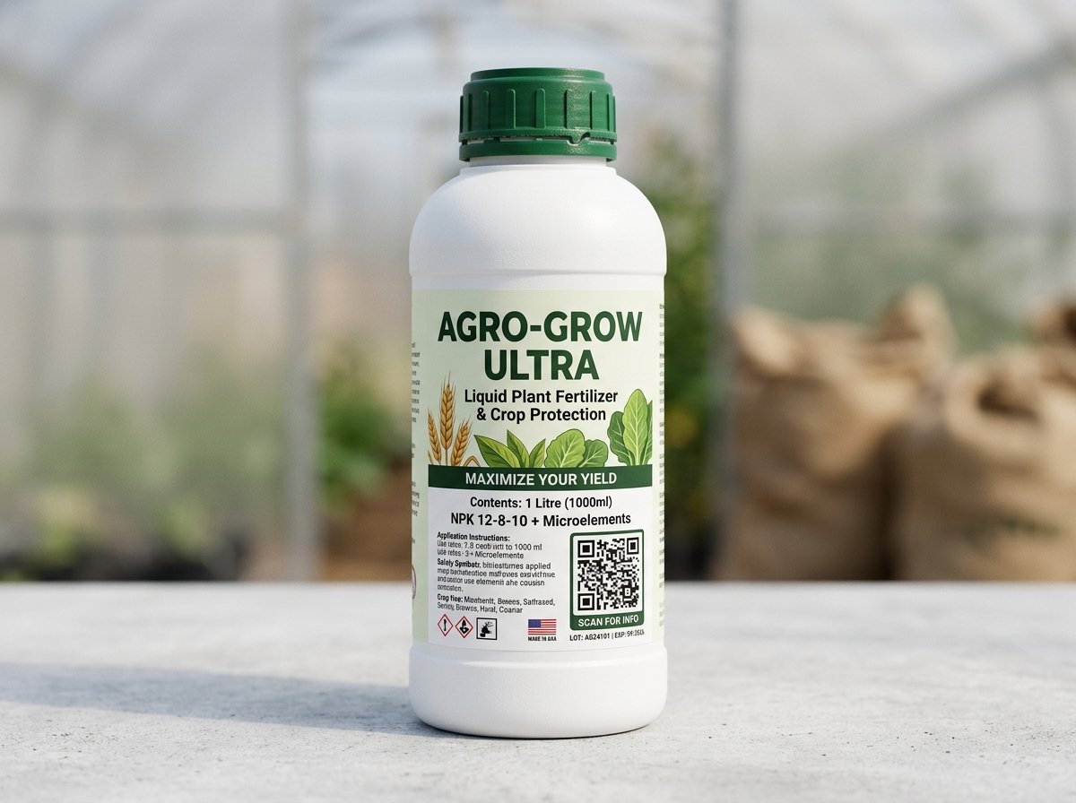 Agro-Grow Ultra 1L HDPE Bottle with printed QR code